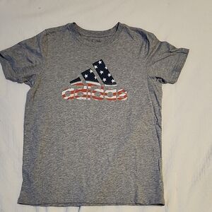Adidas Gray Tee with Stars and Stripes Logo